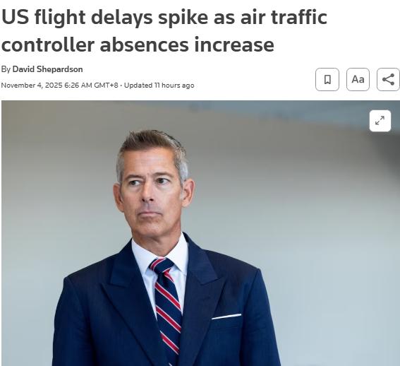 大众配资 美政府关门重创航空业 美交通部长：若风险过高或关闭空域